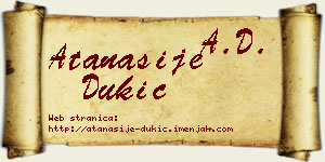 Atanasije Dukić vizit kartica